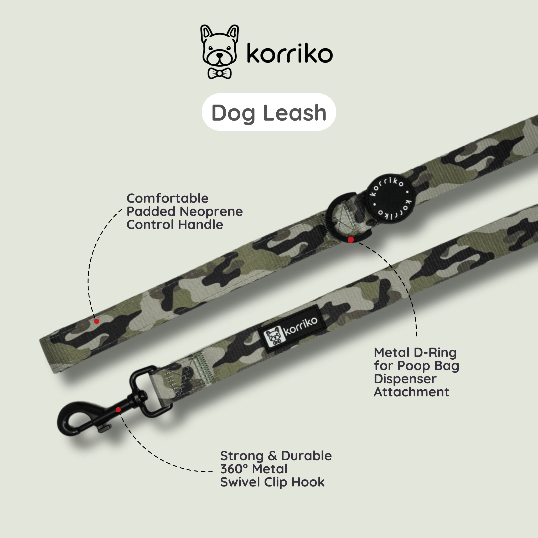 Dog Leash - Green Camo (Final Sale)