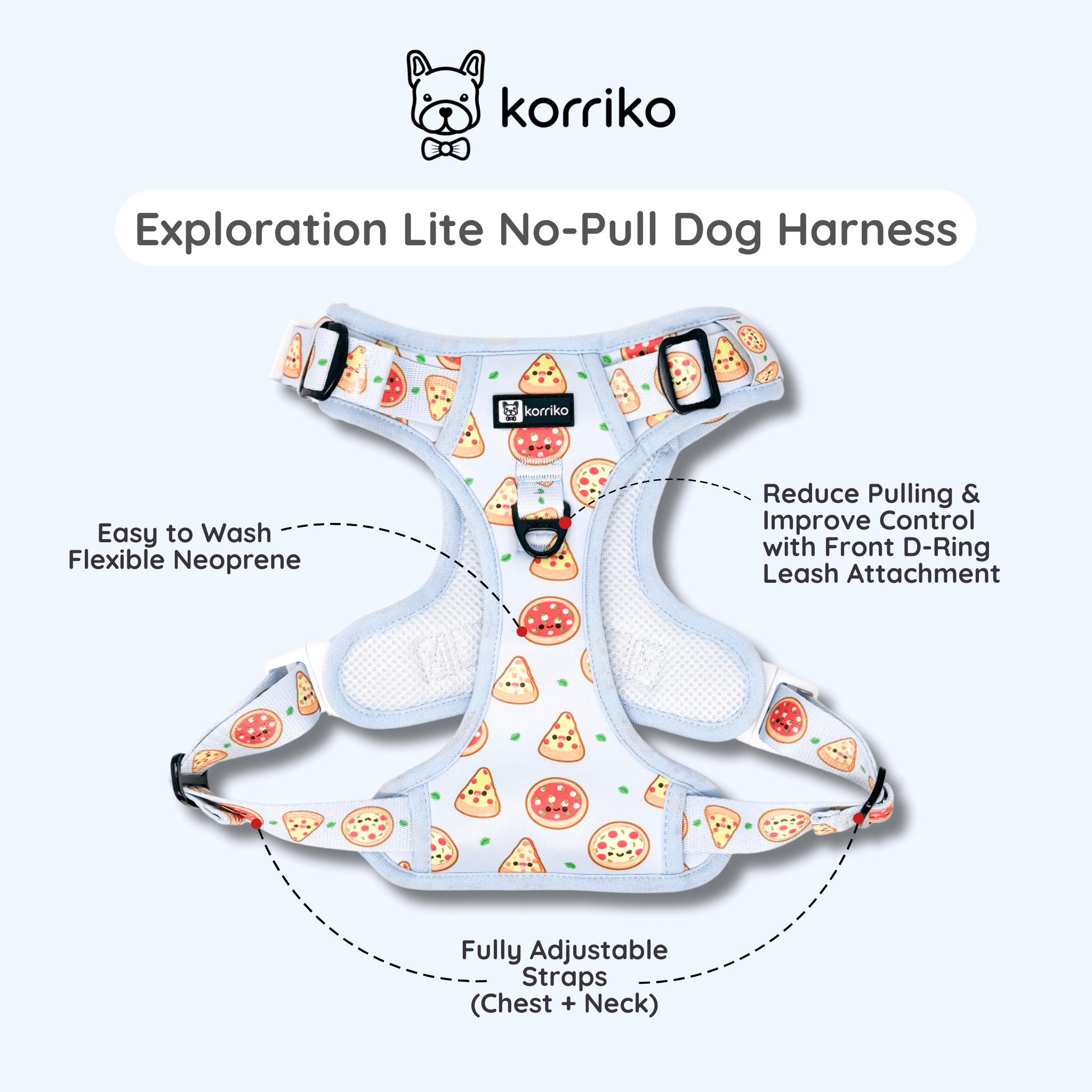 Exploration Lite No-Pull Dog Harness - Pizza