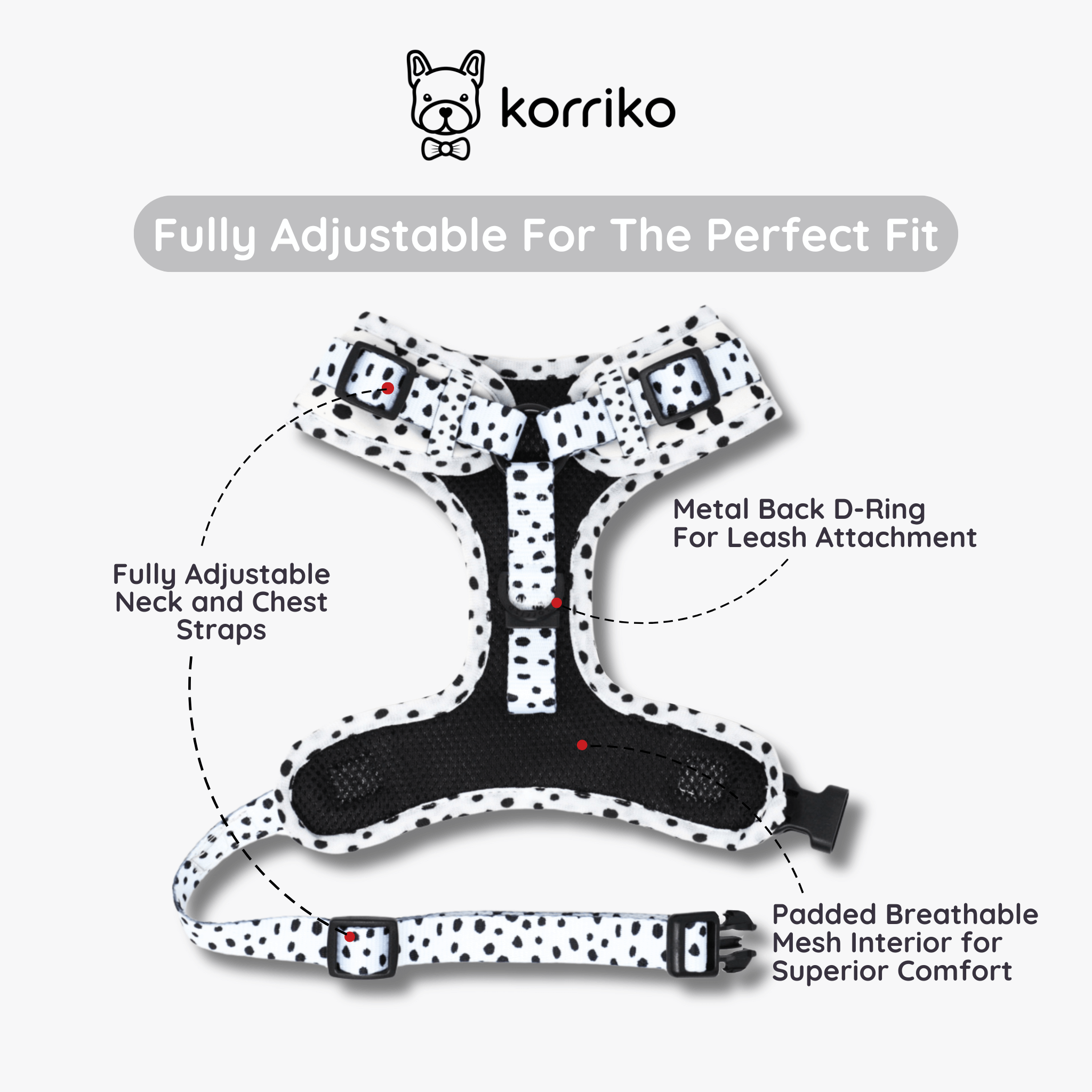 Adjustable Dog Harness - Spotted (SECONDS - FINAL SALE)