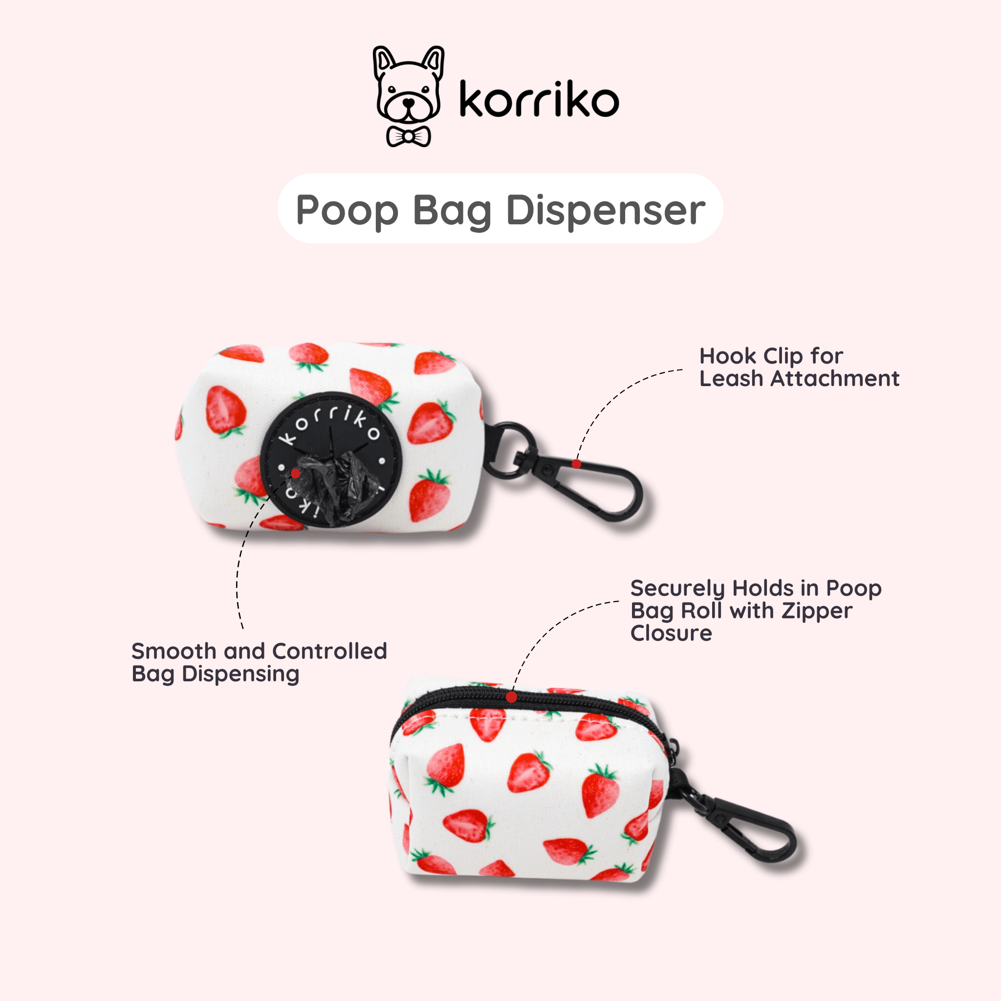 Poop Bag Dispenser - Strawberries & Cream (Final Sale)