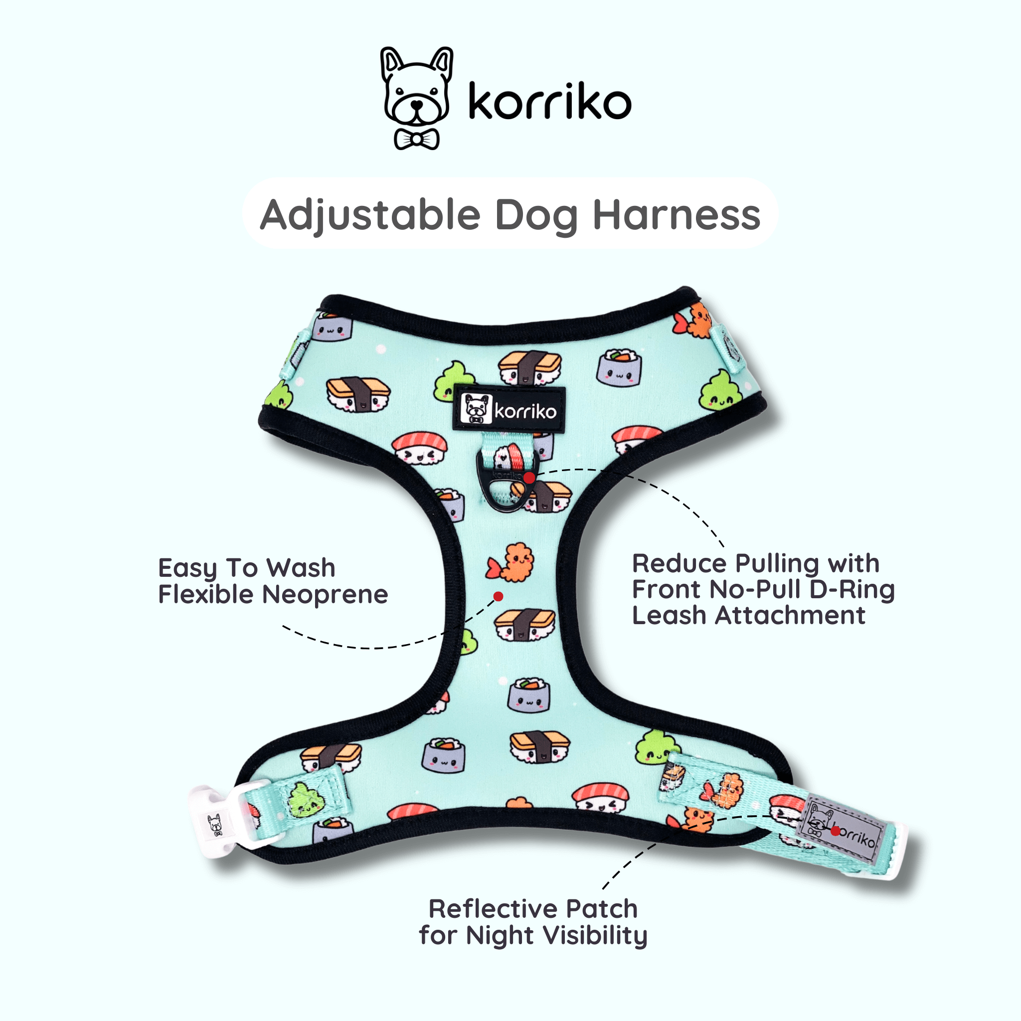 Adjustable Dog Harness - Sushi