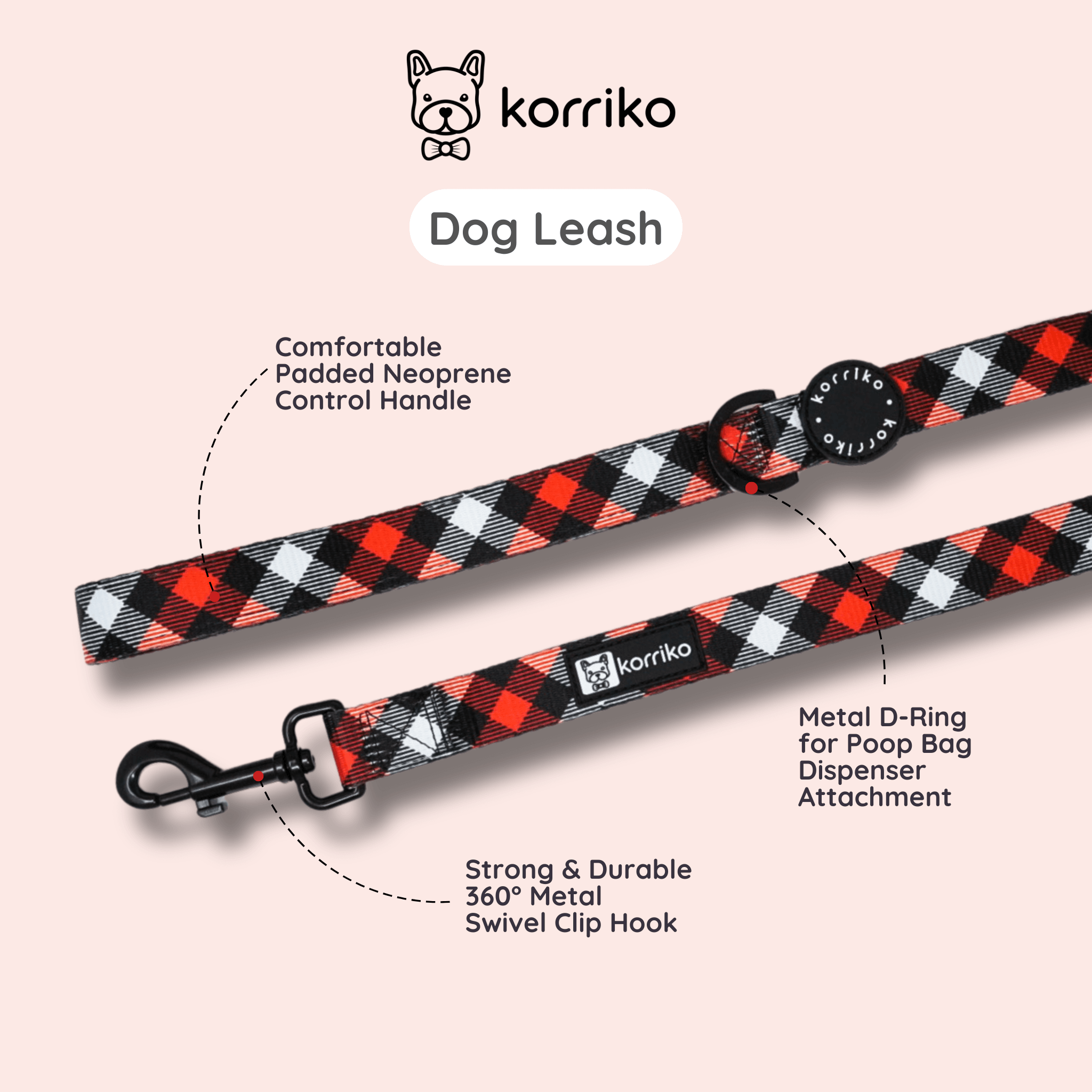Dog Leash - Red Plaid (Final Sale)