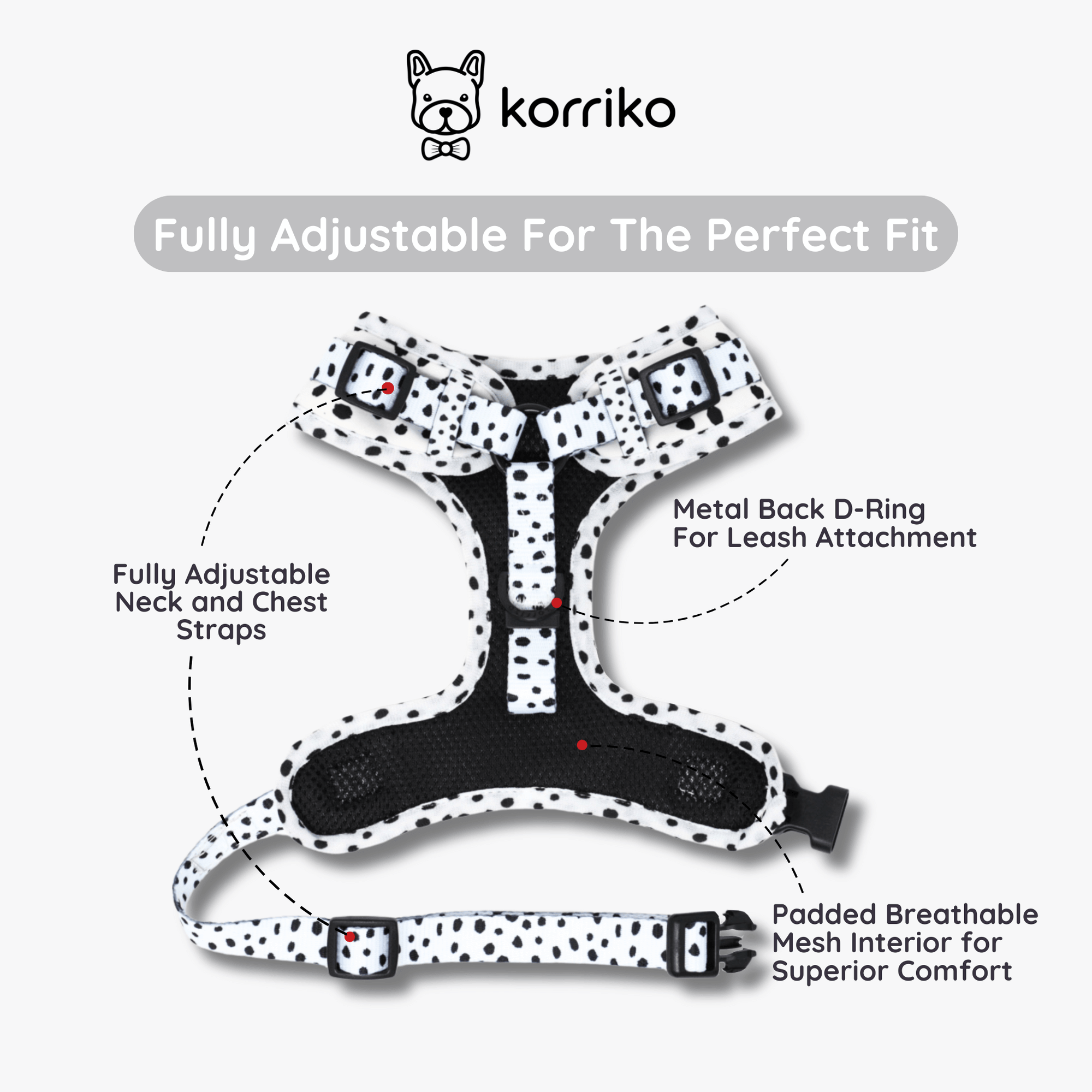 Adjustable Dog Harness - Spotted (Final Sale)