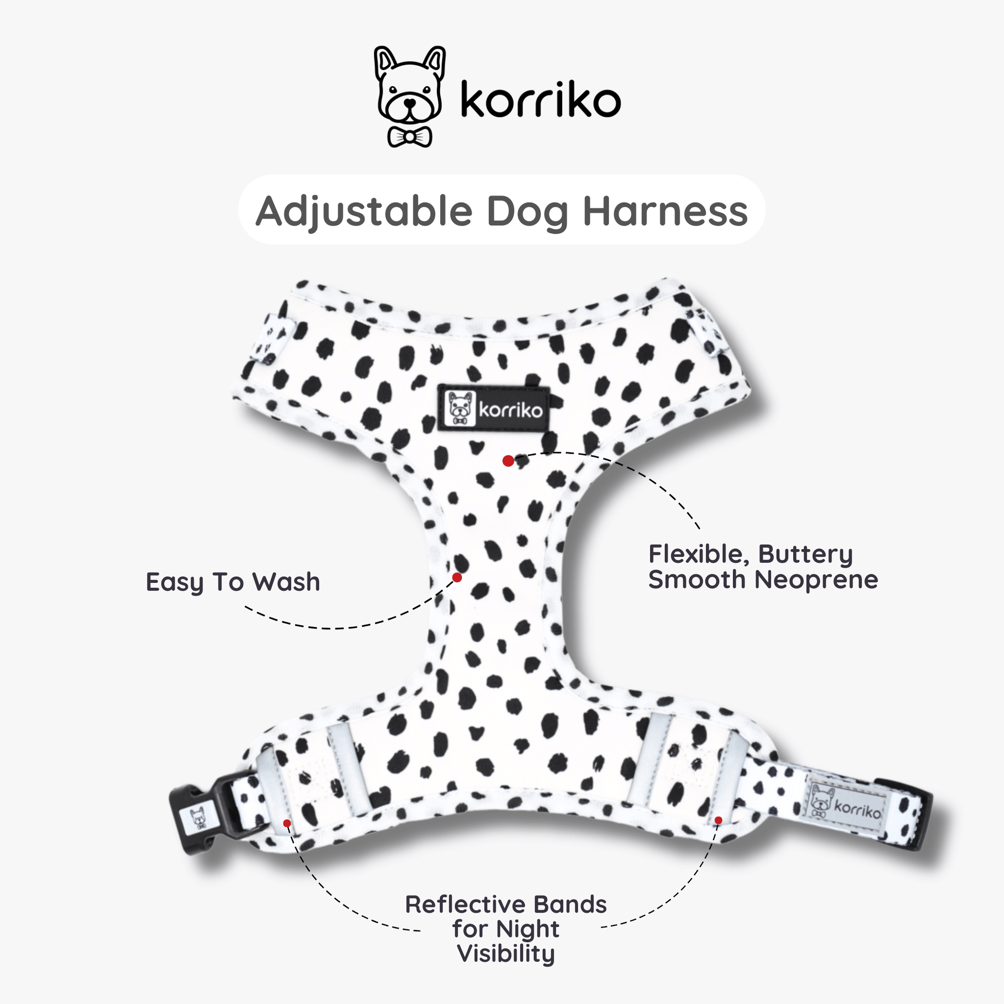 Adjustable Dog Harness - Spotted (Final Sale)