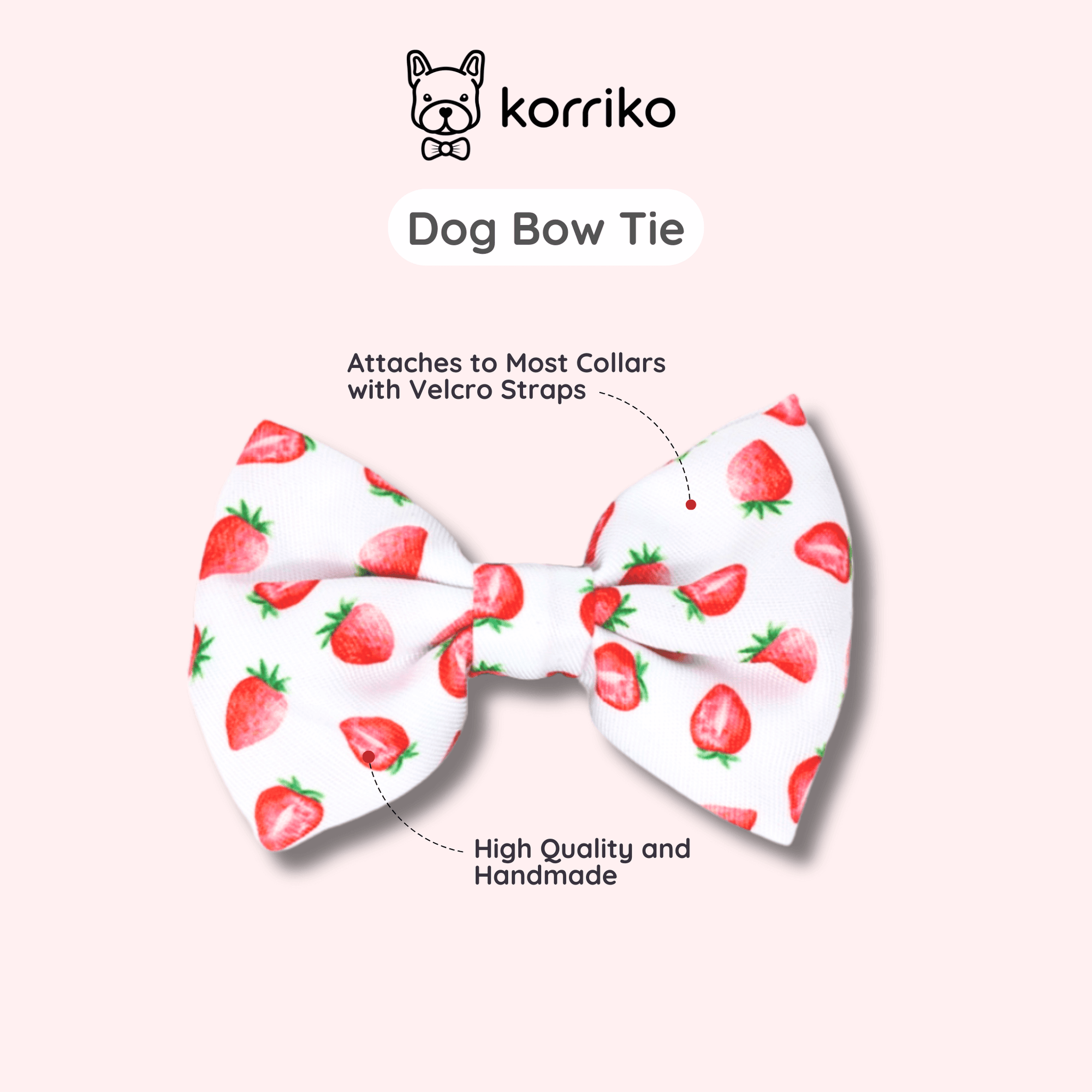 Dog Bow Tie - Strawberries & Cream (Final Sale)
